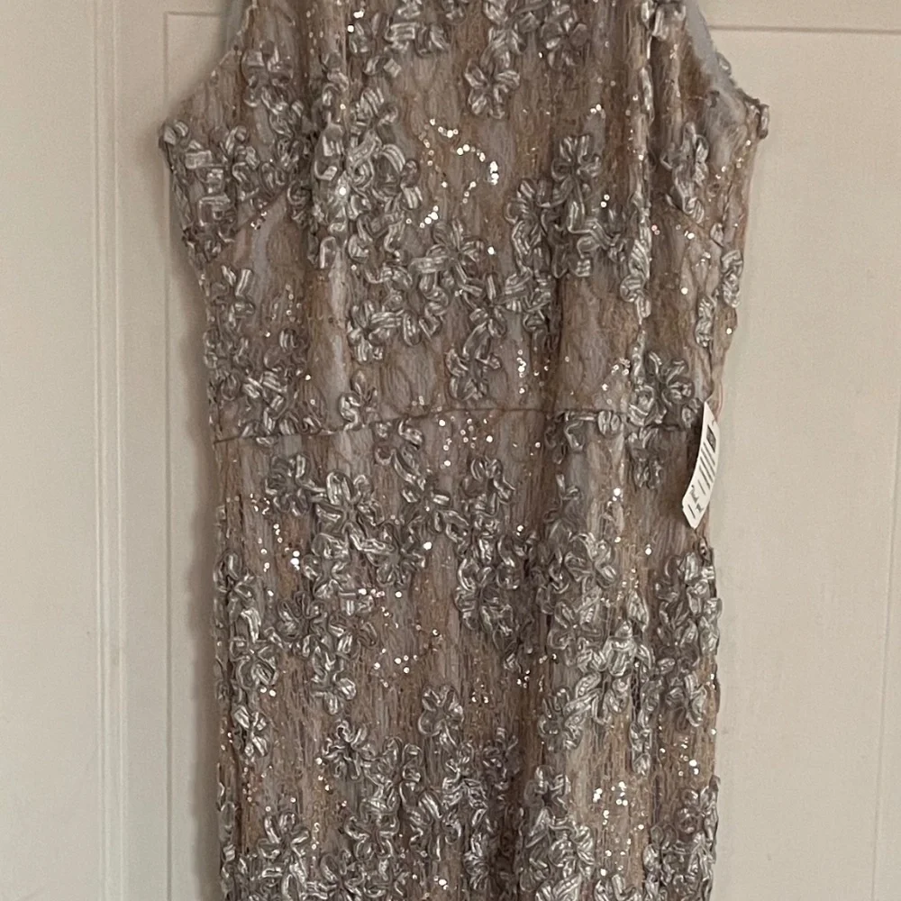 XSCAPE “Andrea” Halter Neck Soutache Lace Floor Length Dress - Picture 2 of 3